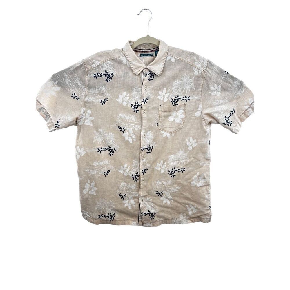 Cubavera floral Hawaiian short sleeve shirt  55% linen 45% cotton size L